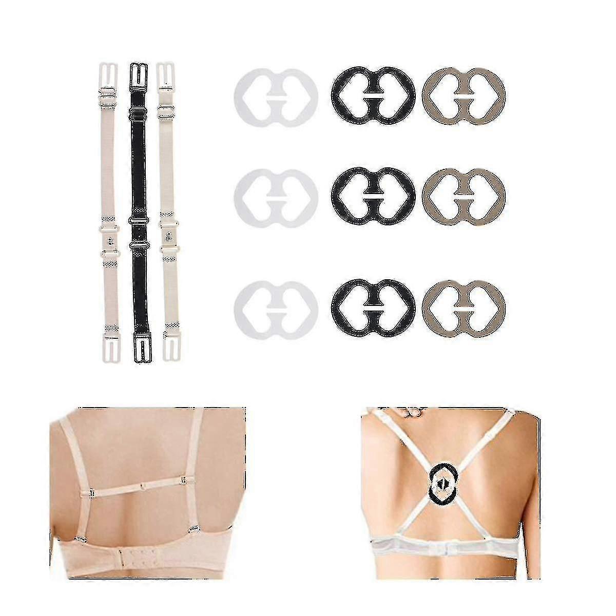 12 stk sklisikre BH-stropper Elastisk justerbar holder med BH-klips