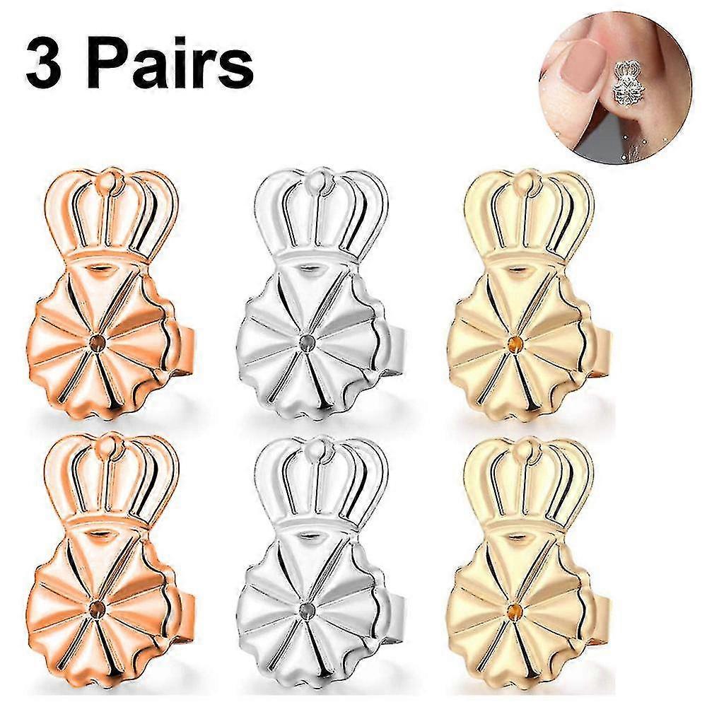 3 pairs of earring lifters, hypoallergenic backs for droopy ears