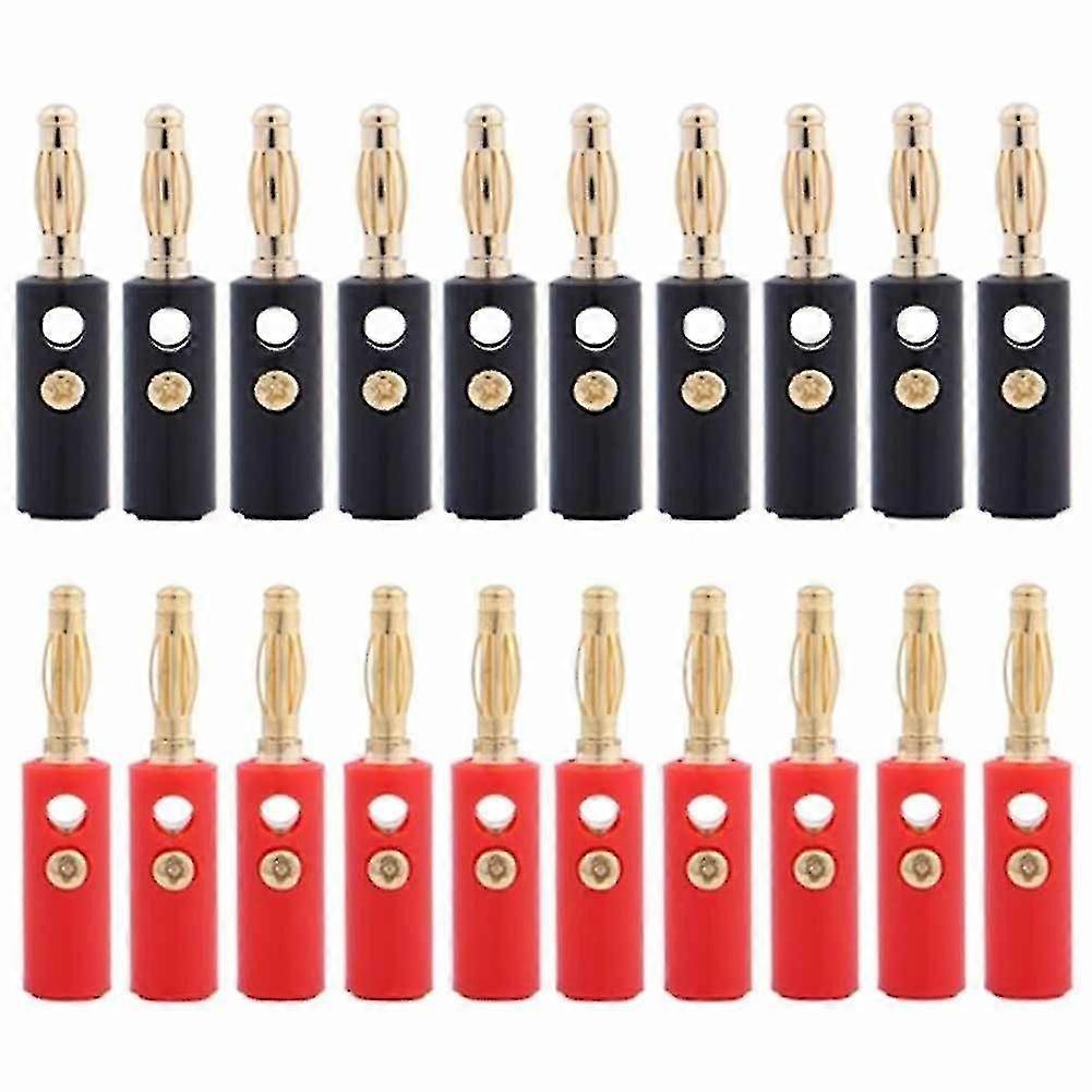 20pcs 4mm オーディオスピーカーワイヤケーブルアダプタコネクタバナナプラグゴールド