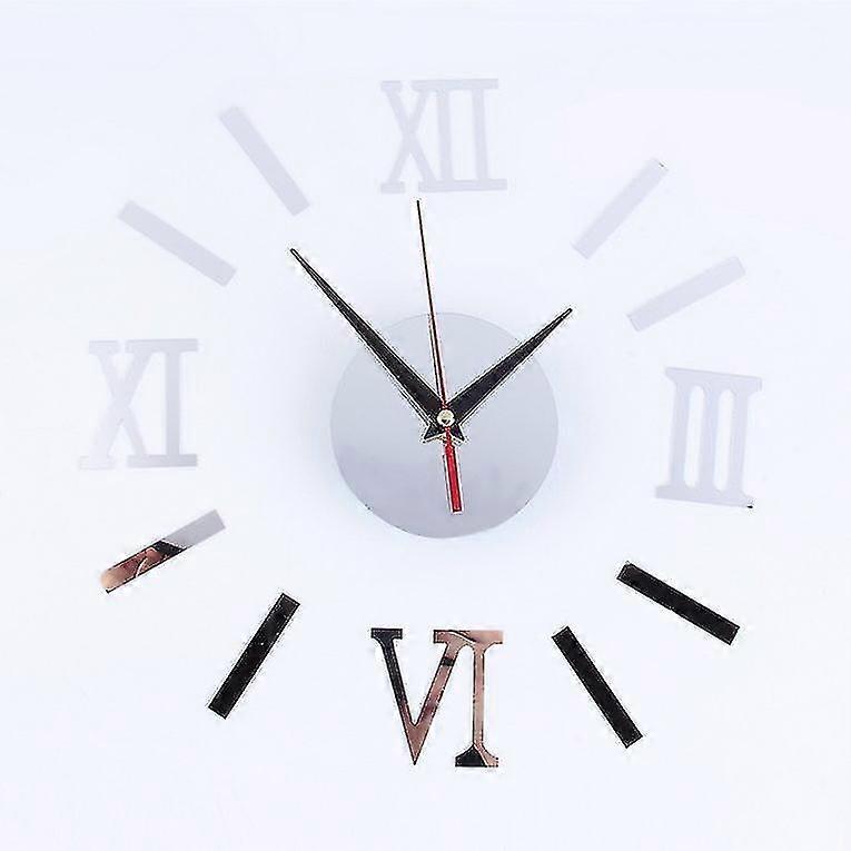 Modern Diy Interior Roman Wall Clock Wall Clock 3d Sticker Home Mirror Effect