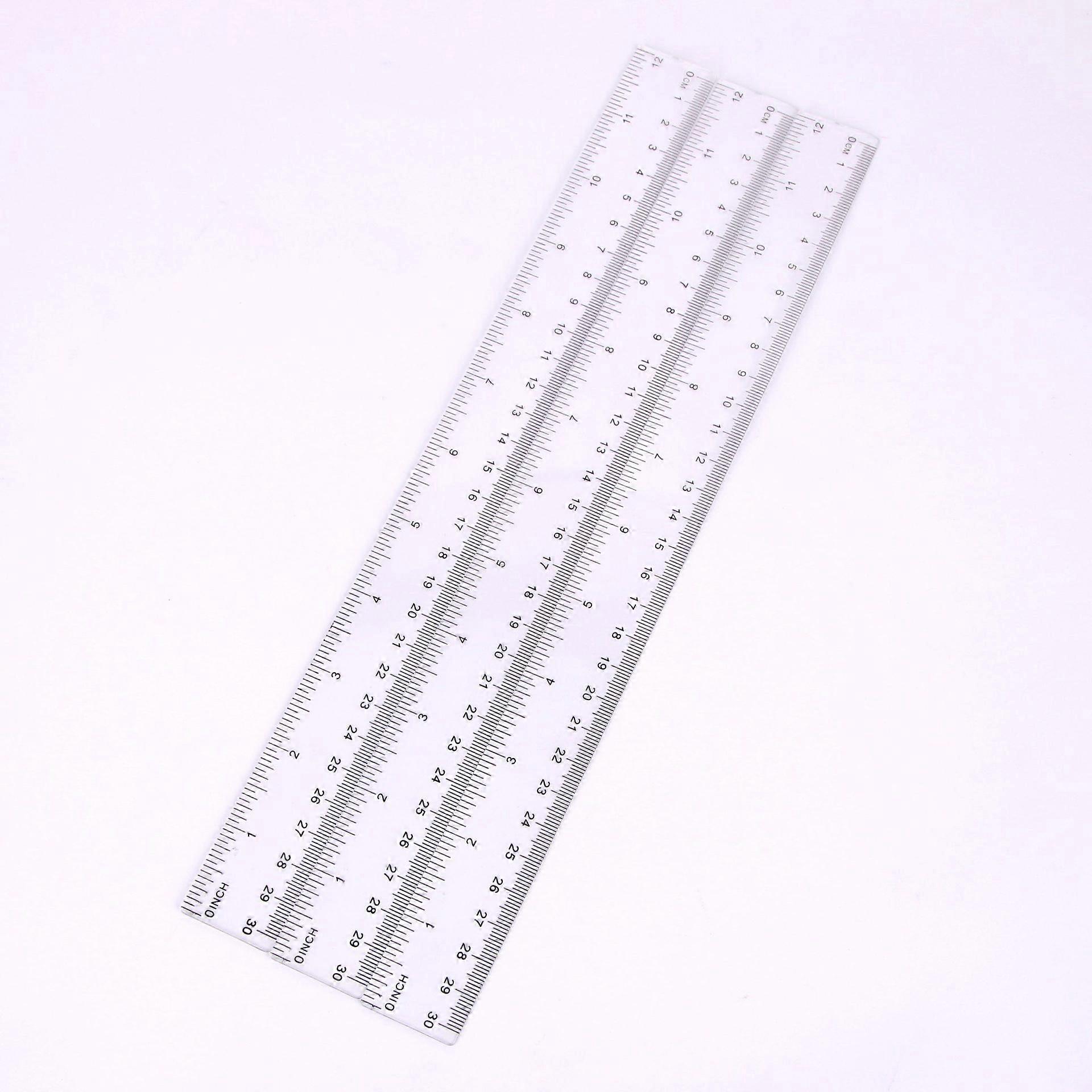 Rulers 12 Inch, Pack of 3, Clear Ruler, Plastic Ruler, Drafting Tools, Rulers for Kids, Measuring Tools, Ruler Set, Ruler Inches and Centimeters, Tran