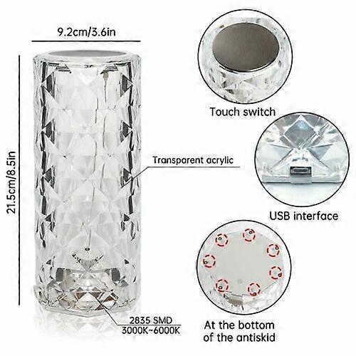 LED Crystal Table Lamp Diamond Rose Bar Night Light Touch Atmosphere Bedside UK