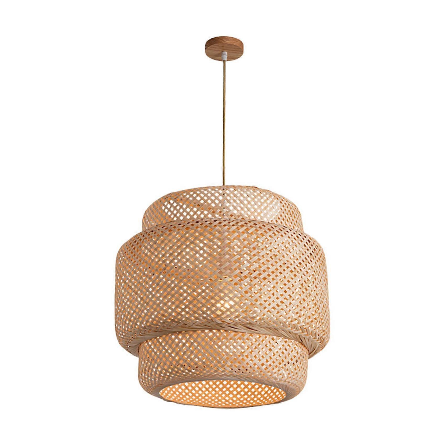 Pendant Light Ceiling Retro Hanging Cafe Lights Loft Japanese Style Hand Weaved Bamboo Woven Lampshade for Teahouse B