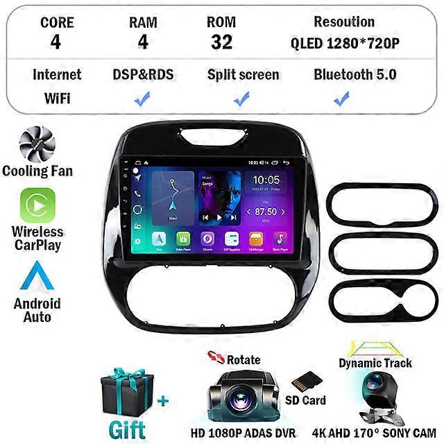 9" Android 12 For Renault Kaptur Captur 2016 - 2019 Car Radio Multimedia Video Player Carplay GPS Navigation QLED WiFi+4G BT DSP
