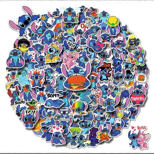 100 pcs stitch stickers for laptop, water bottle, luggage, snowboard, bicycle, skateboard, stickers for children, teenagers, adults, cartoon stickersS