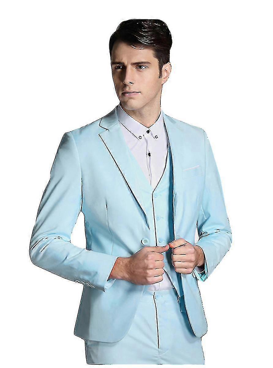 Mens Bröllopsfest Middagskostym Kavaj Väst Byxor - 3-delat Set - 9 Färger