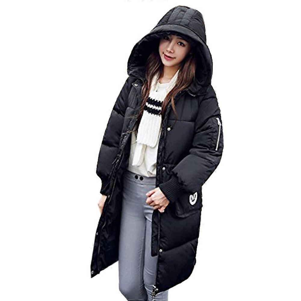 Vinter hoodied lös mitt lång dunrock