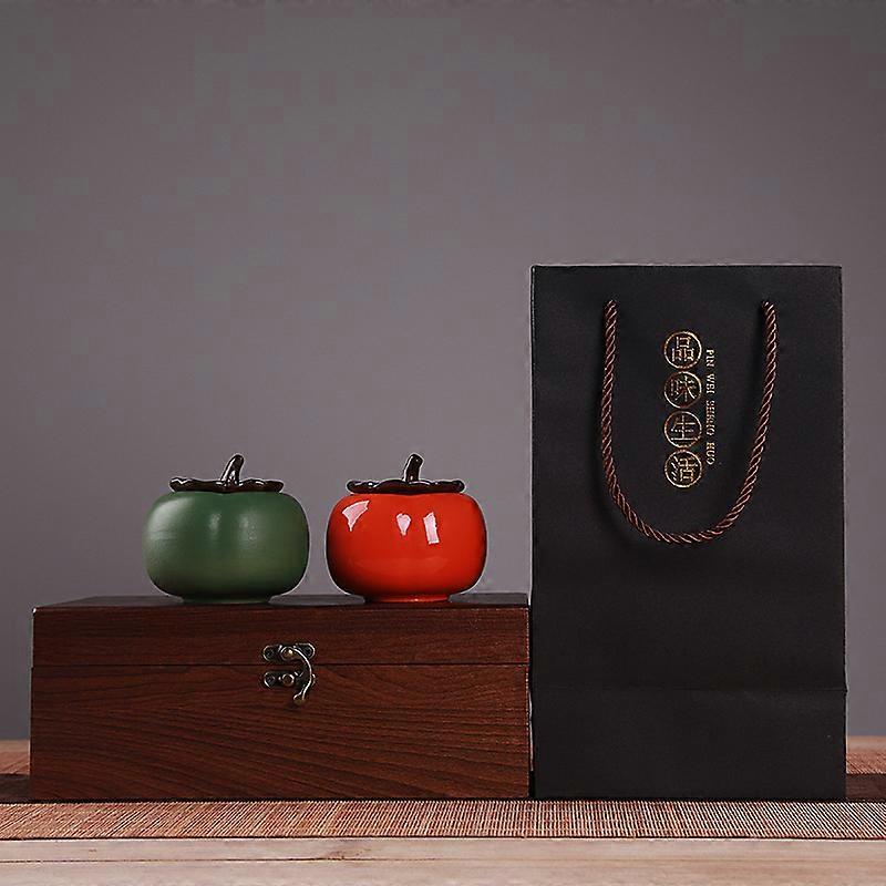 クリエイティブギフトラッキーパーシモンシールポットティー収納ティーキャニスターセラミックホームデコレーション磁器ティーアクセサリーティーツール