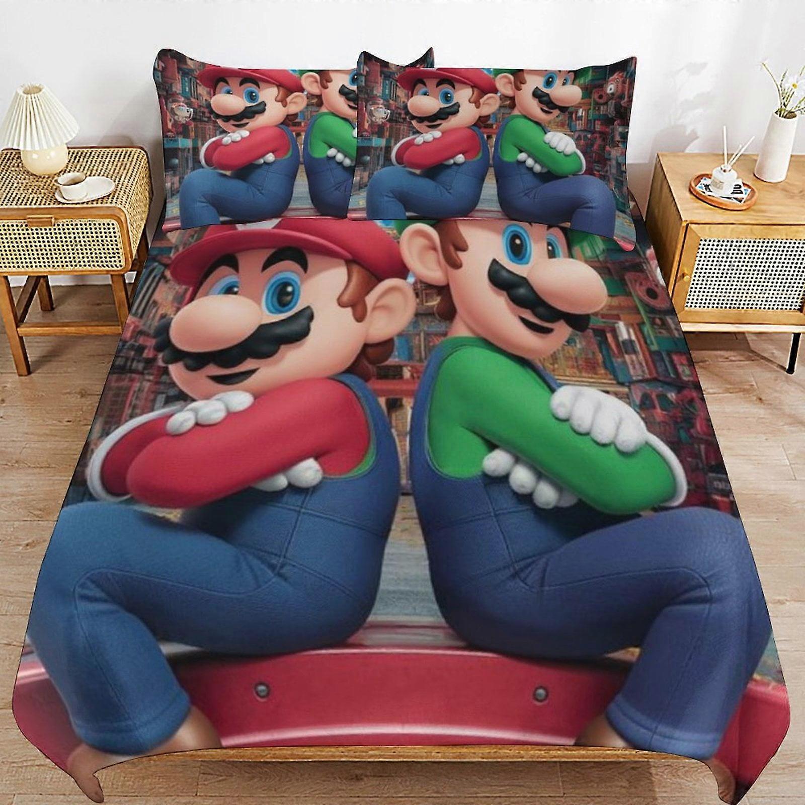 Bedding set JP249 Super Mario 3-Piece Comforter,Super Mario Bedding Set, Soft Microfiber Duvet Cover Set with Zipper Closure TH249
