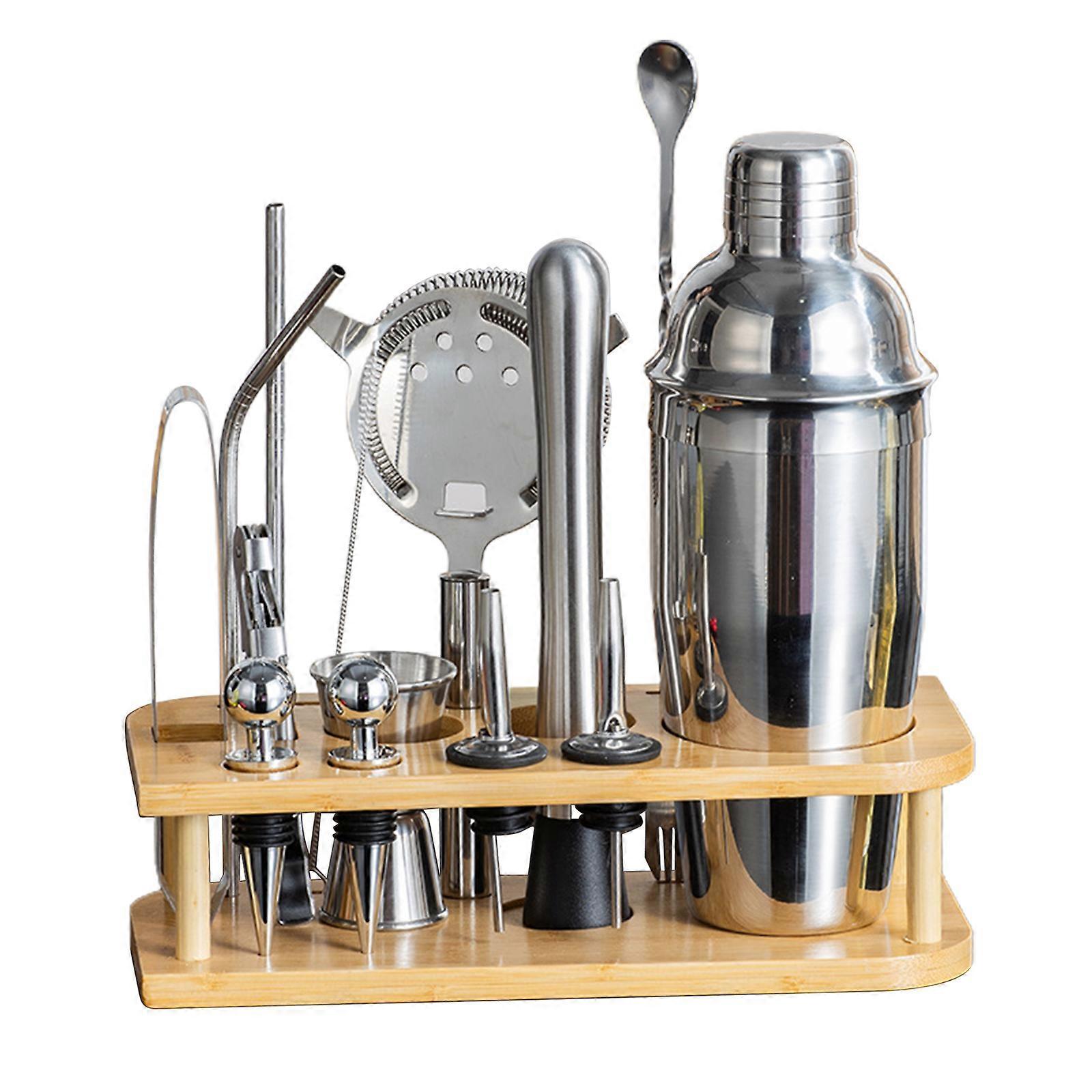 Cocktail Shaker Set Bartender Kit Bar Tool Set with Bamboo Stand Bar Accessories for Drink Mixing, Bar, Home, Lounge & Party