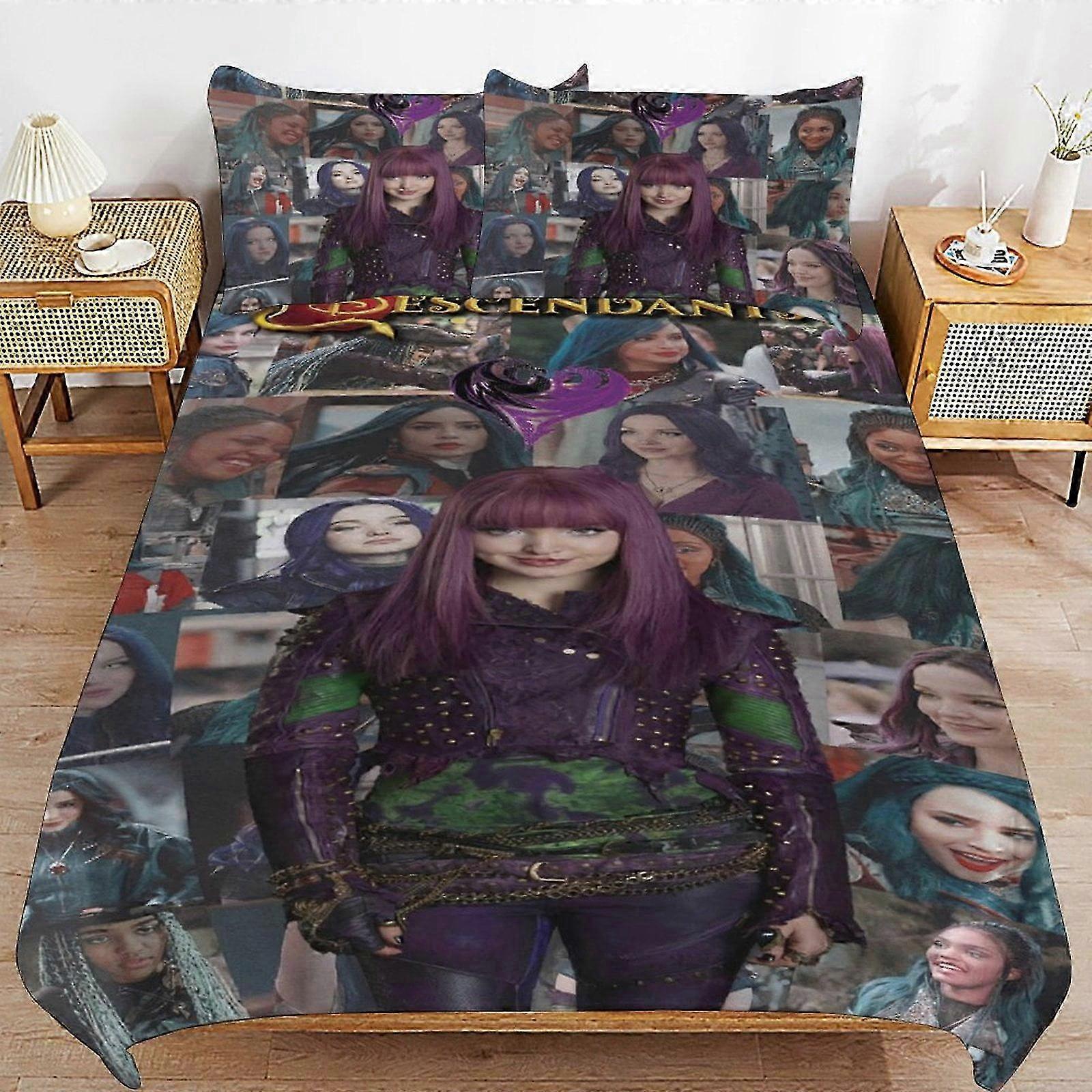 o2326 ملاءات سرير Descendan Bedding Se غطاء لحاف فائق النعومة صديق للبشرة3 قطع ، طقم سرير لطيف بغطاء لحاف (1 غطاء لحاف و 2 غطاء وسادة) سرير