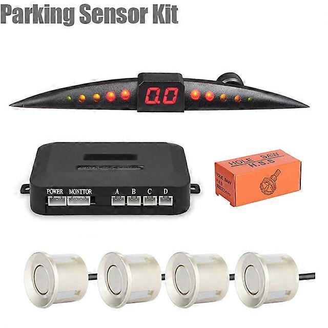 Parking Sensor Kit Car Parktronic LCD Display Beep Reverse Backup Radar Monitor System 4 Sensors 22mm 12V 7 Color Parking Sensor