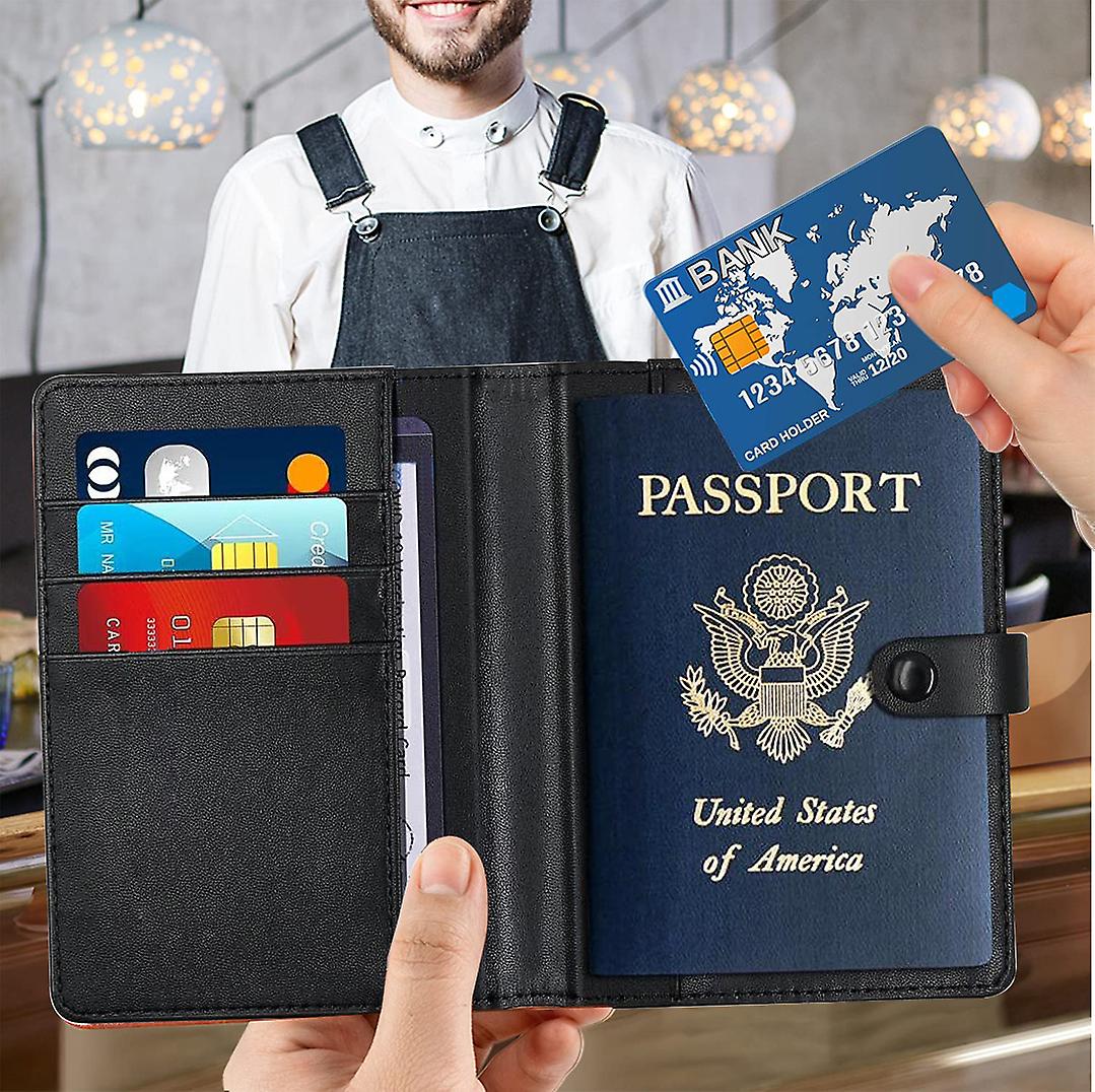 Qaofuz Portefeuille pour passeport avec blocage RFID, étui de passeport