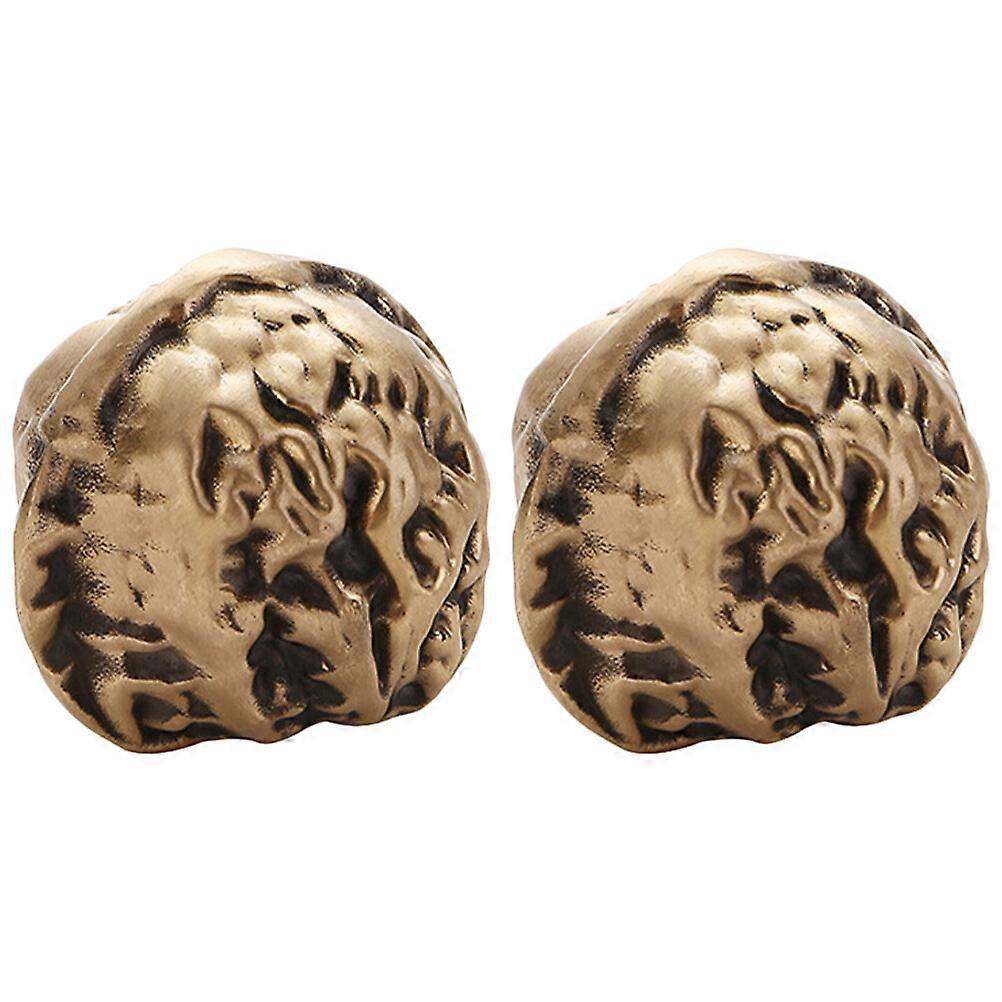1 Pair Walnut Exercise Balls Solid Walnut Handballs Chinese Collectibles Brass Walnuts