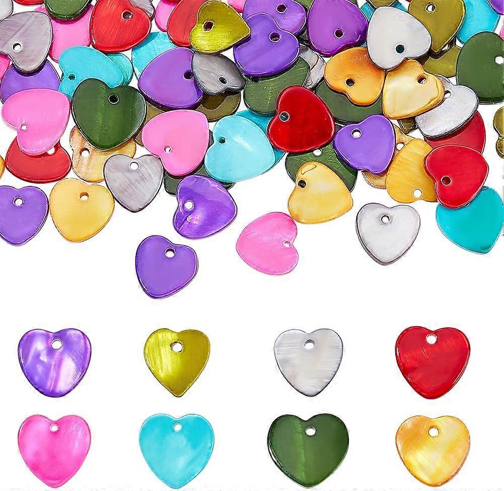 80 Pcs Heart Shell Beads 8 Colors 13mm Dyed Shell Heart Beads Ocean Beach Style Natural Freshwater Shell Charm Shell Pendants Hole: 1mm DIY