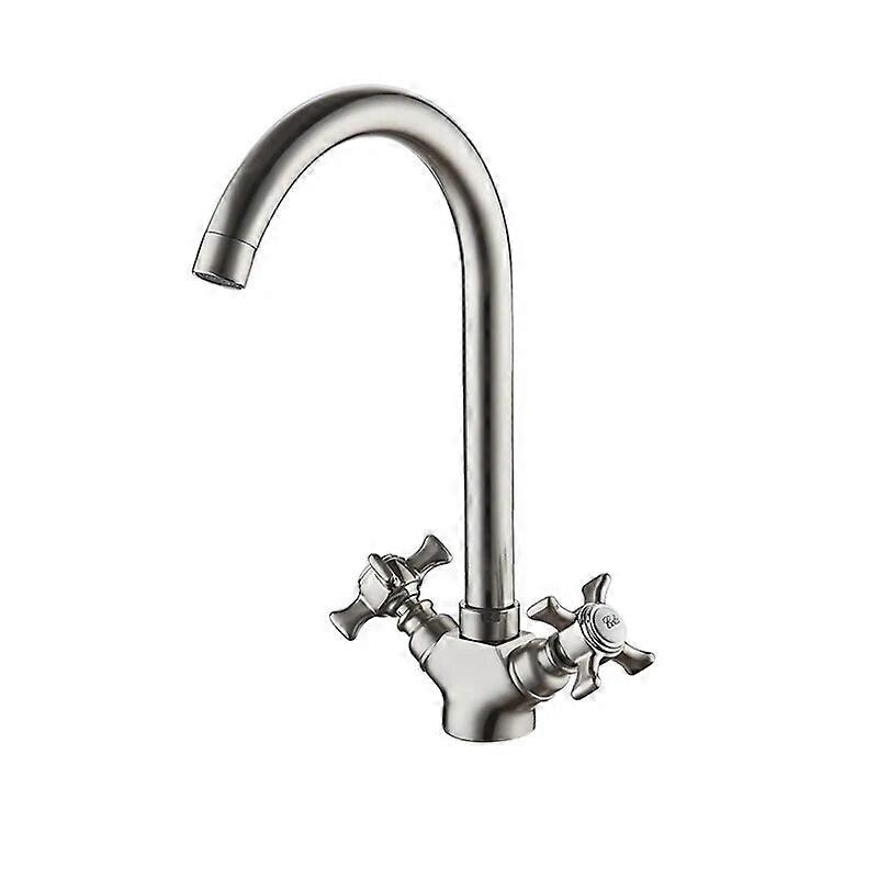 LEDEME Kitchen Faucet Chrome plated J Letter Design 360 Degree Rotation with Water Purification Features Double Handle L4311-2