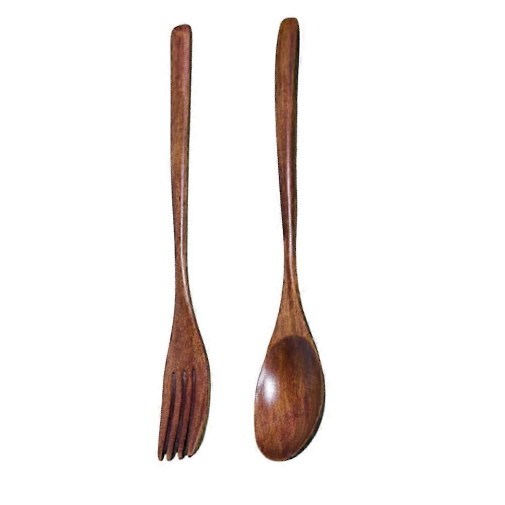 2 Pcs Fork Spoon Set Serving Tableware Set Lunch Tableware Set Wooden Flatware Set Spoon Fork Set Wooden Salad Server Set