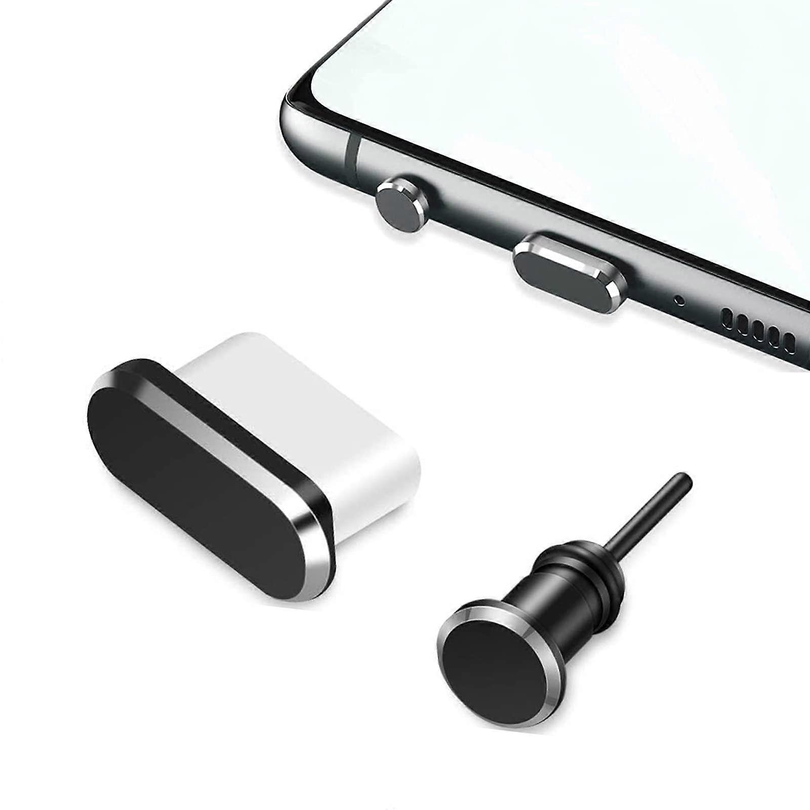 Type C Anti Dust Plug Set, Type C Plug &; 3.5mm Earphone Plug USB C-port + hodetelefonkontakt