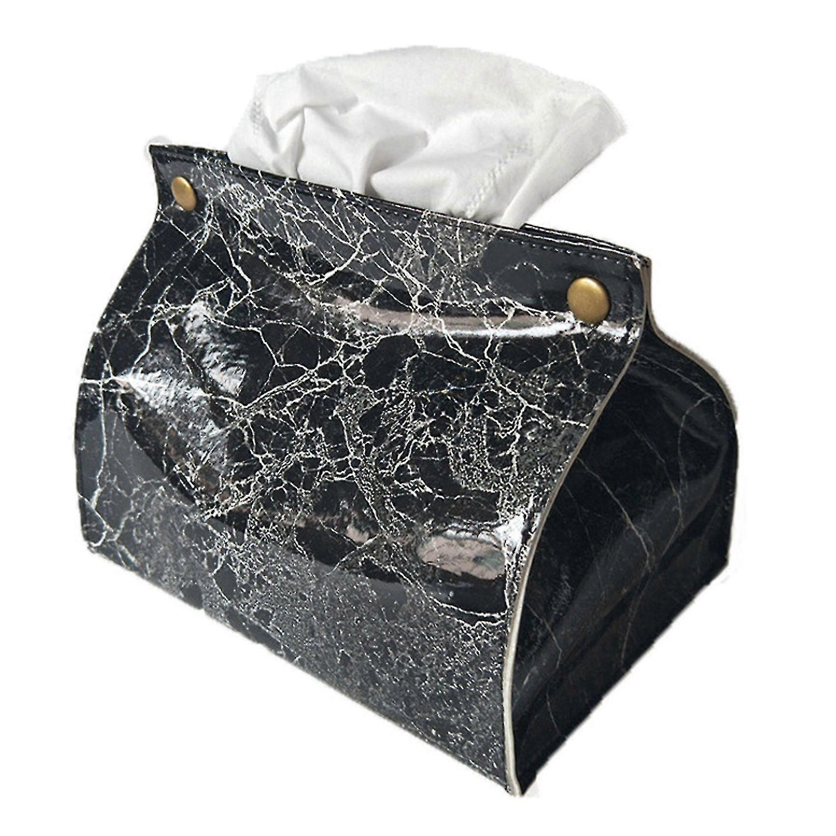 Marble Pattern Tissue Box Pu Leather Home Car Napkin Paper Container Paper Towel Napkin Case Pouch