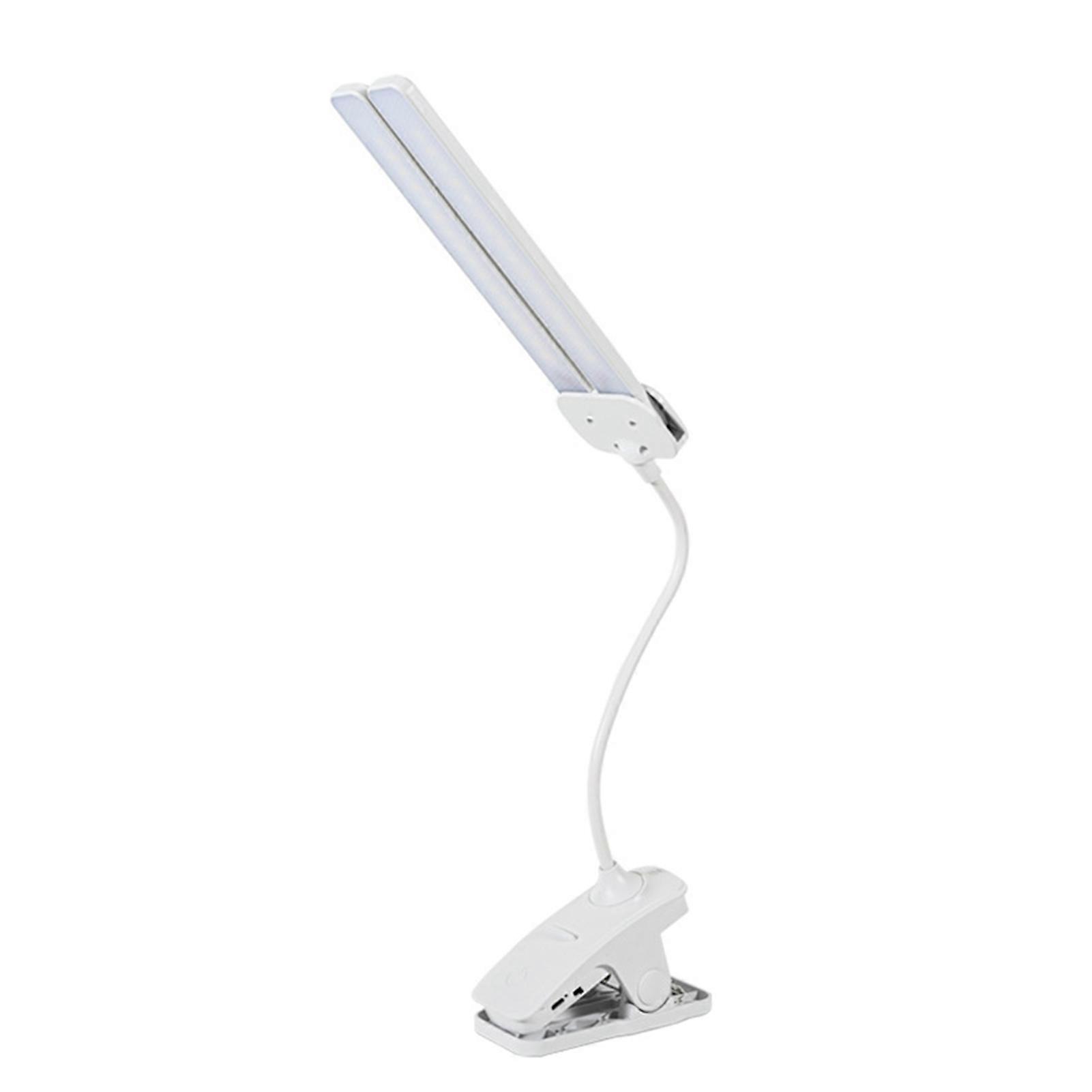 LED Reading Light Eye Protection Stepless Dimming Color Temperature Adjustable Touch Control Double Head USB Charging LED Desk Light Reading Lamp Home