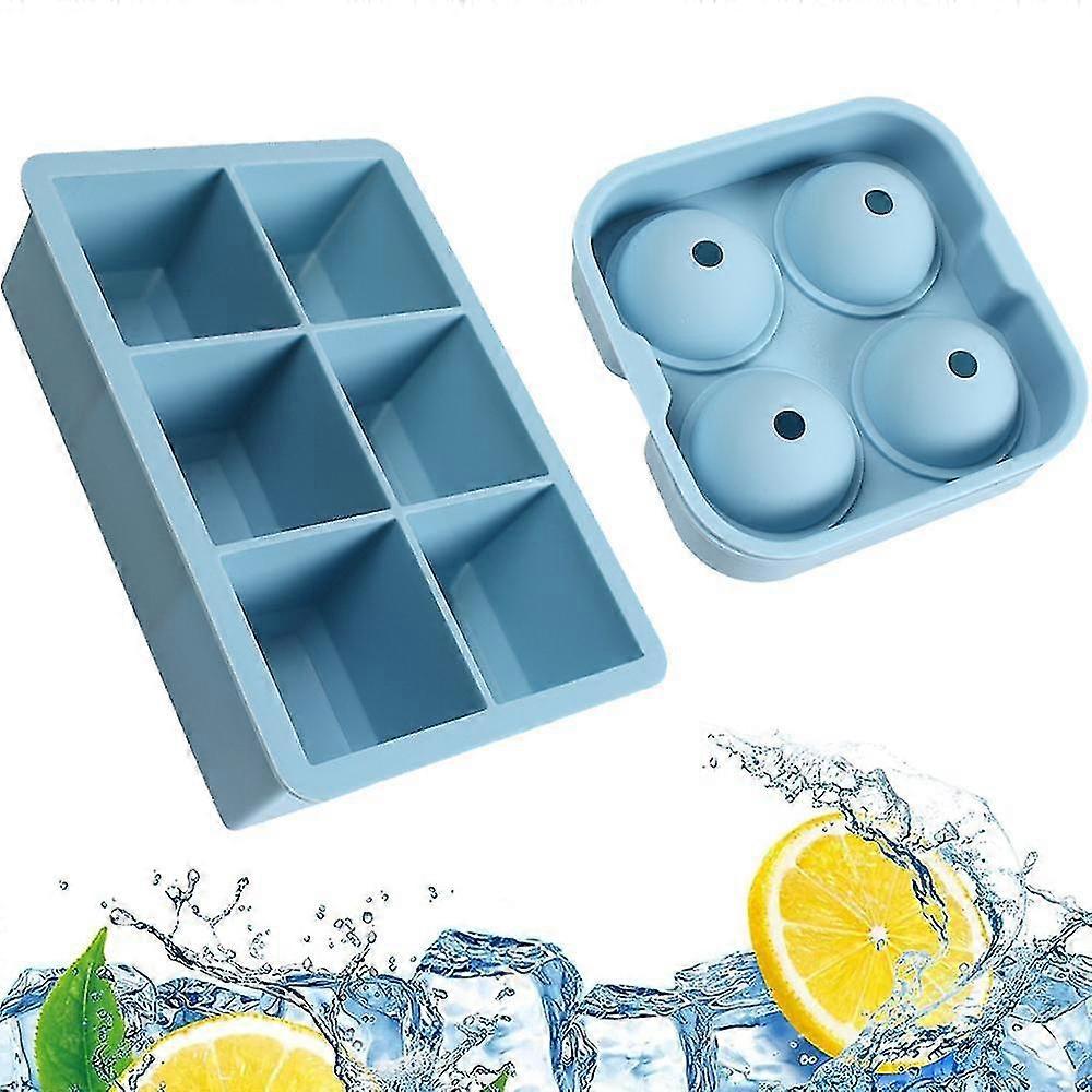 Ice Cube Molds - Big Cubes & Large Sphere Ice Mold Set