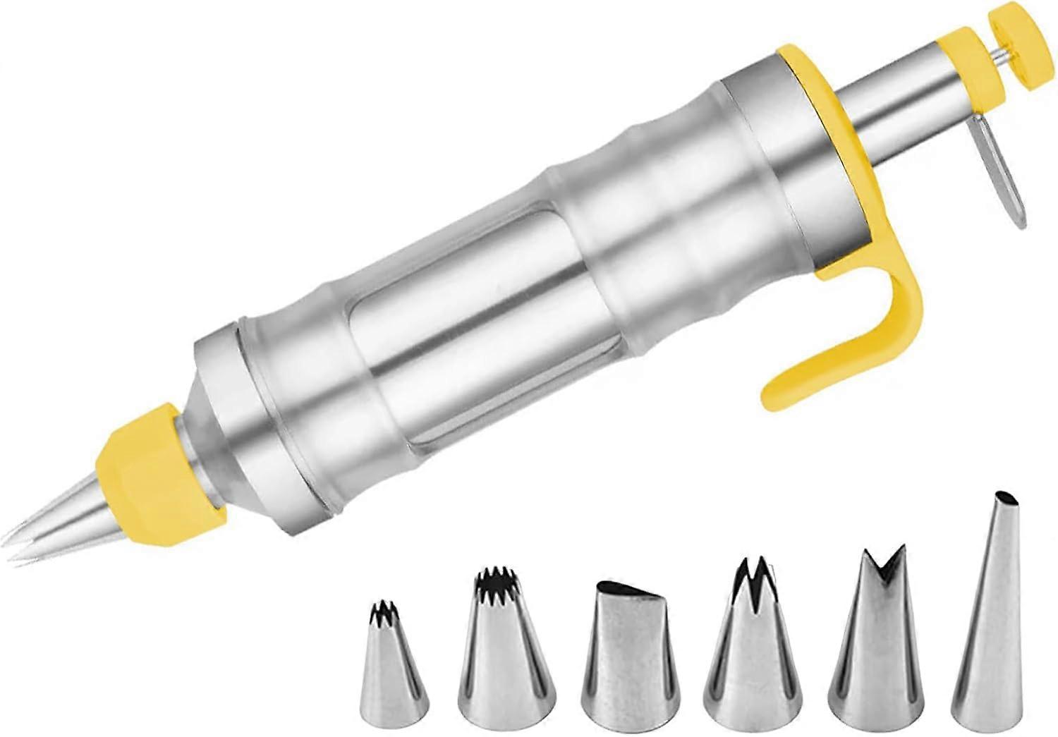 Cookie Biscuit Press Gun, Multifunctional Stainless Steel Cake Icing Decorating Tool with Nozzles, 6 in 1 Cookie Making Tool Set for Baking