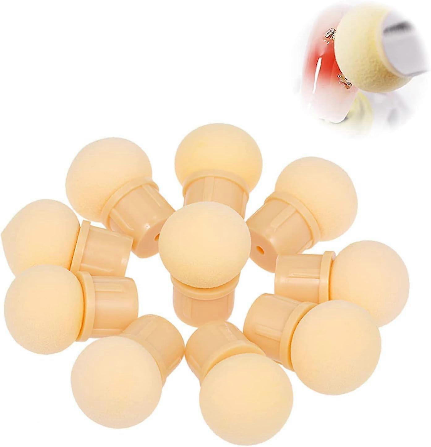 10 Pieces Replaceable Sponge Heads, Round Nail Brushes Sponge Heads Refill, Nail Art Tools