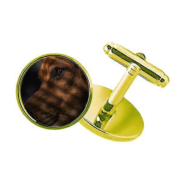 犬のペット動物センチメンタルピクチャスタッズビジネスメタルカフリンクスゴールデン