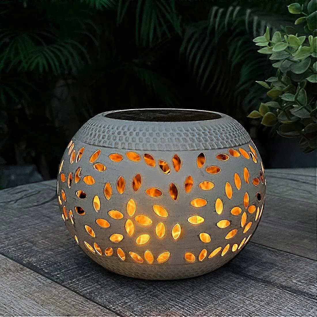 Solar Table Lantern Outdoor Waterproof- Dancing Flickering Flame Solar Powered LED Light