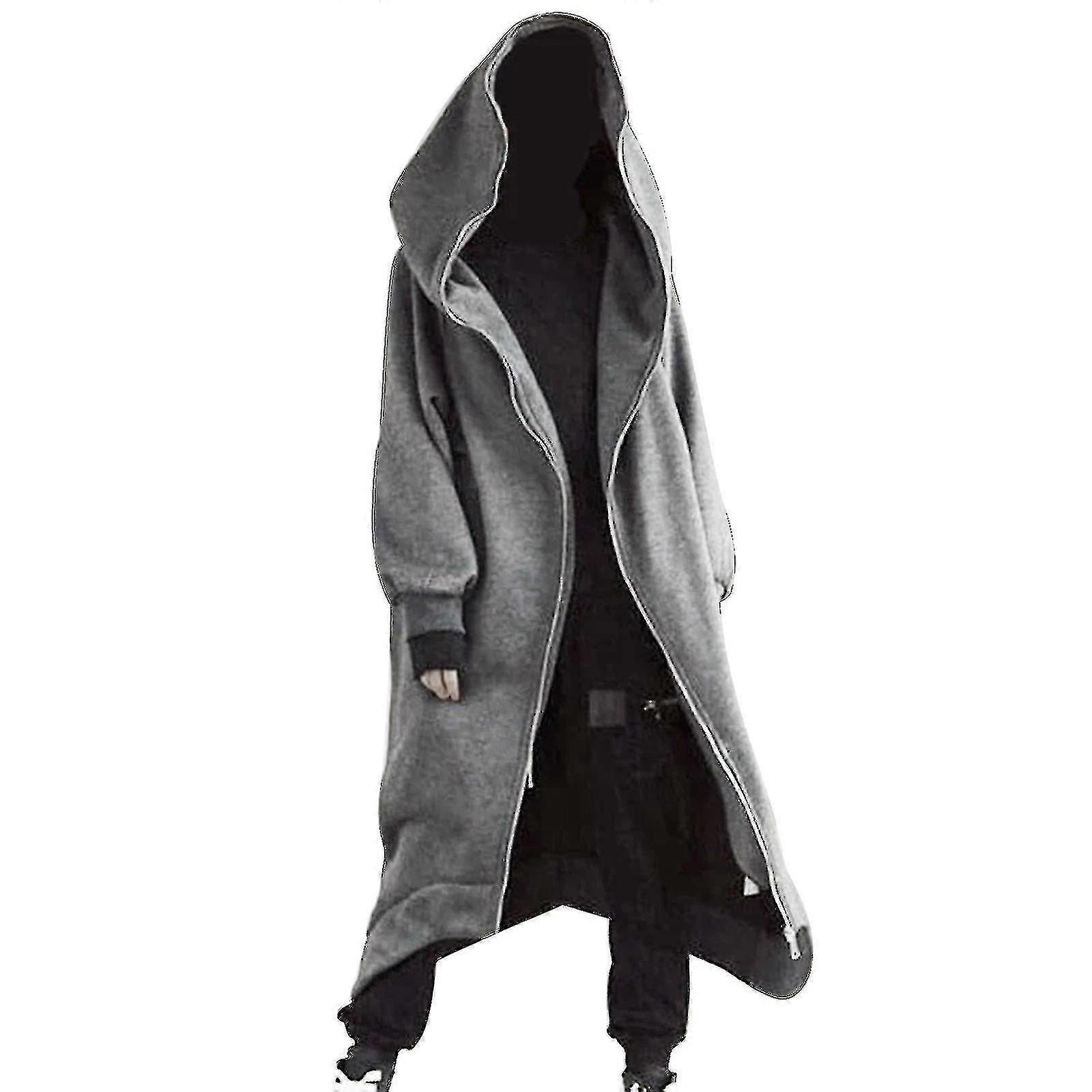 Unisex Μακρύ Μανίκι Κουκούλα Nazgul Μακρύ Παλτό Φερμουάρ Κλείσιμο Φλις Επένδυση Μακρύ Φούτερ -