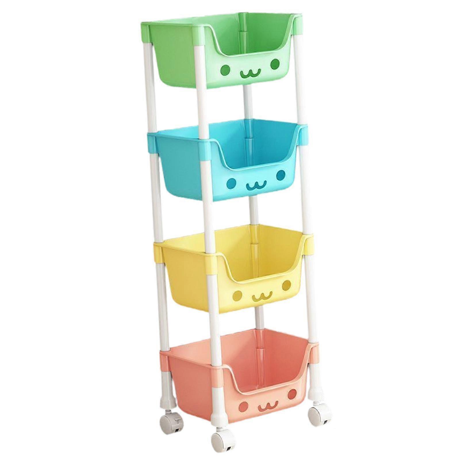 4 Tier Storage Cart with Wheel Household Cart for Office Laundry Room Garage Style A