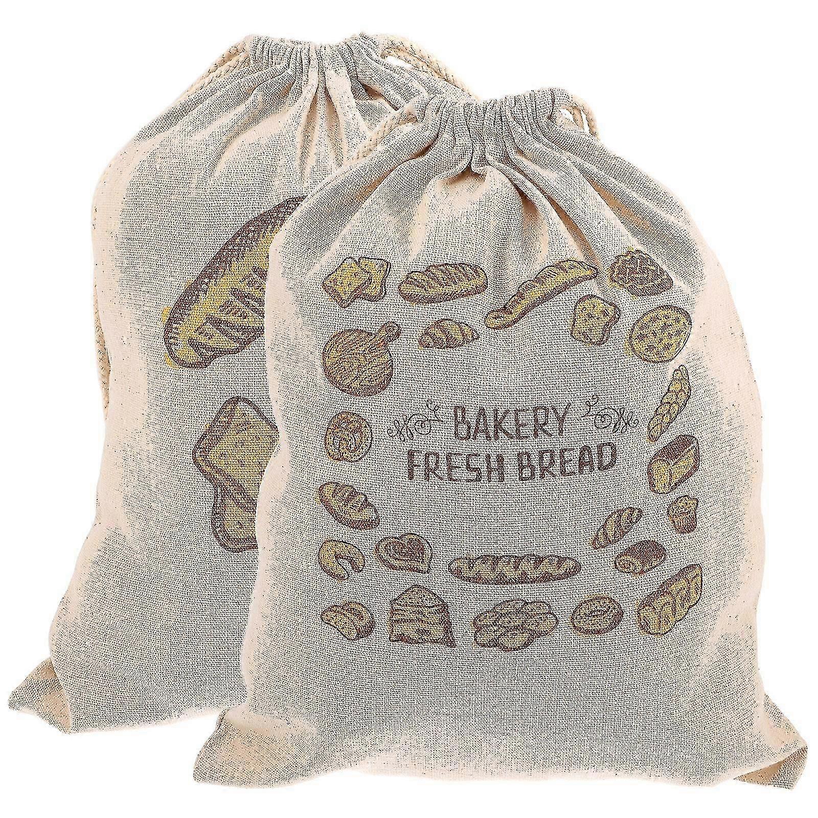 2Pcs Drawstring Bread Storage Bags Portable Bread Bags Reusable Bread Pouches