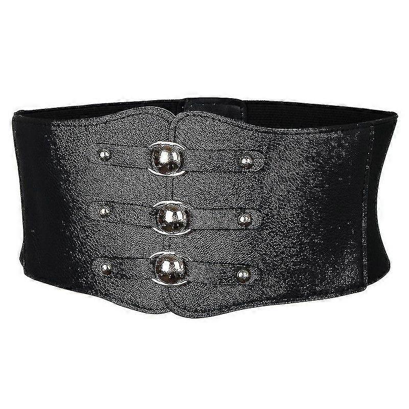 Women's Retro Steampunk Leather Waist Belt Cincher Waspie Elastic Corset Band
