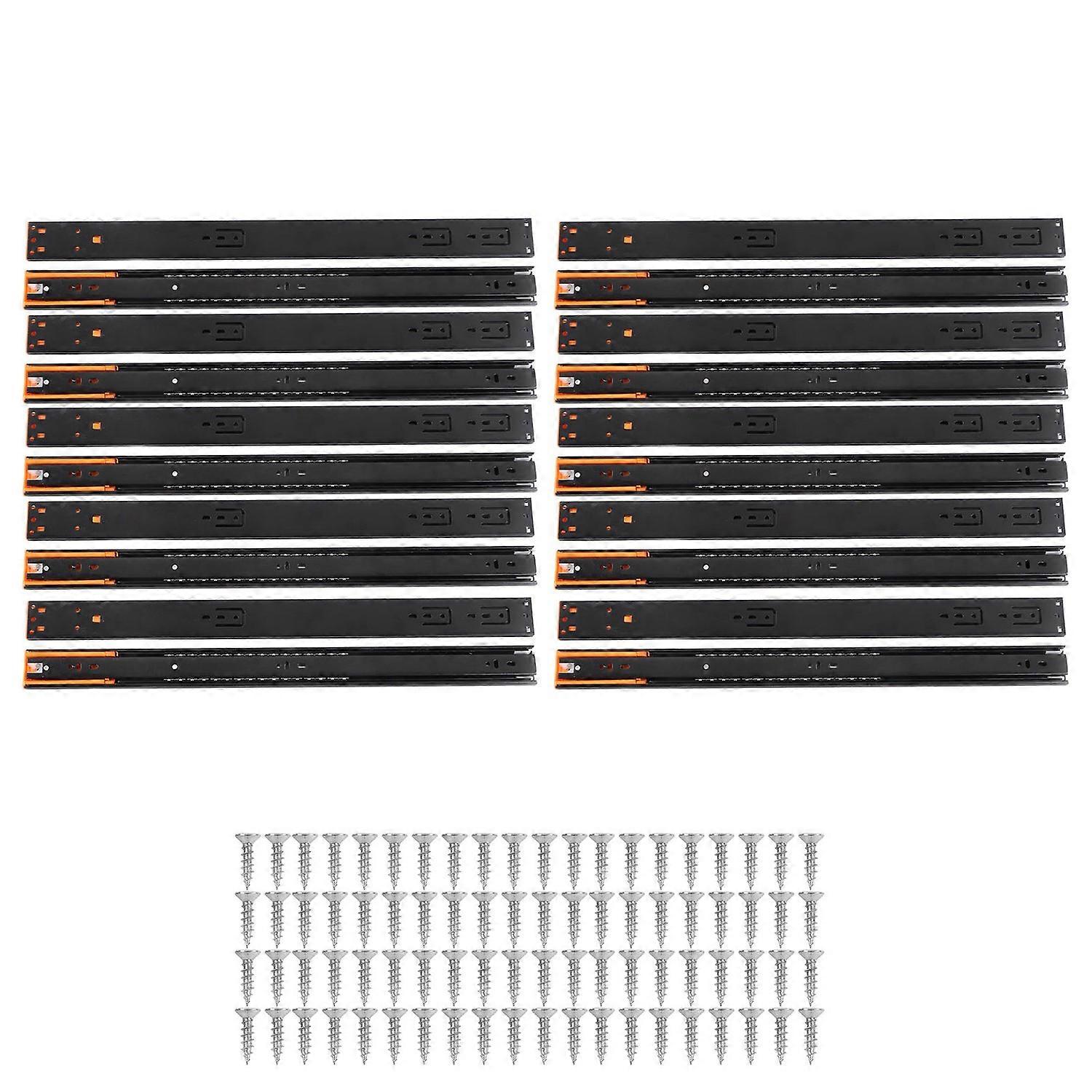 10 Pairs 22 Inch Drawer Slides Ball Bearing Sliding Guide Rails with Screws Detachable Nylon Buckle 