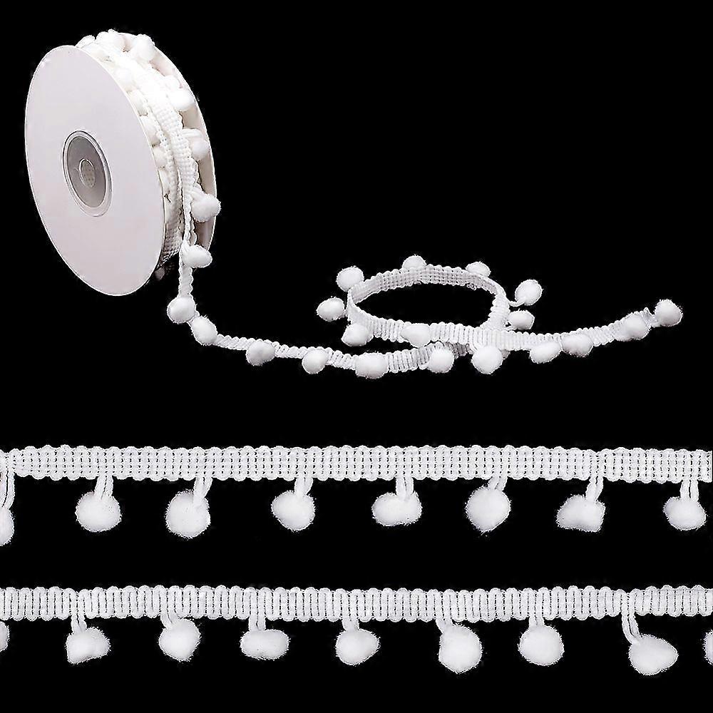 Polyester Pom Pom Ball Ribbons White 3/4"(20mm) 5yard/roll(4.57m/roll)