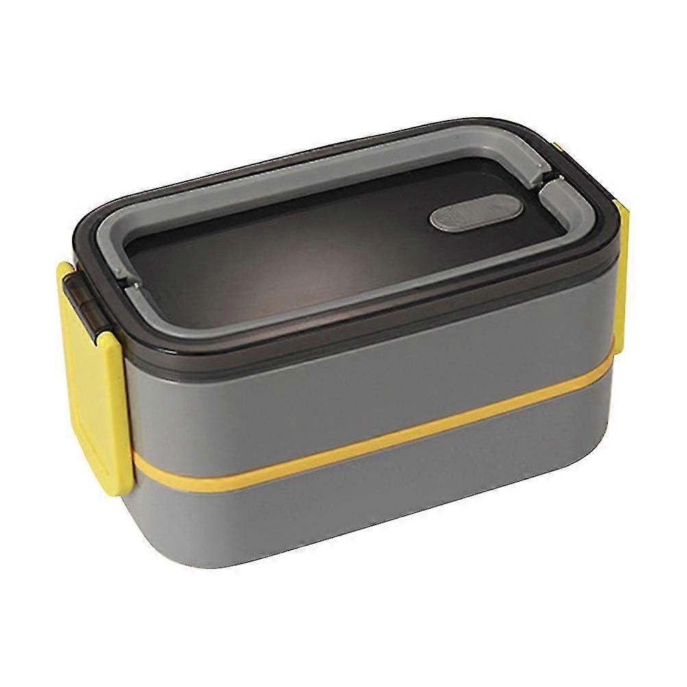 1pc Japanese Style Double Layer Bento Box Crisper Box Lunch Container (Grey)