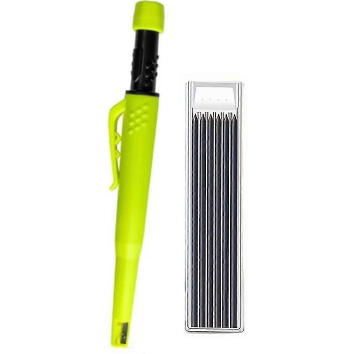 Solid Carpenter Pencil Set 2.8mm Deep Hole Mechanical Pencil Marker with Built in Sharpener for Carpenter Woodworking D