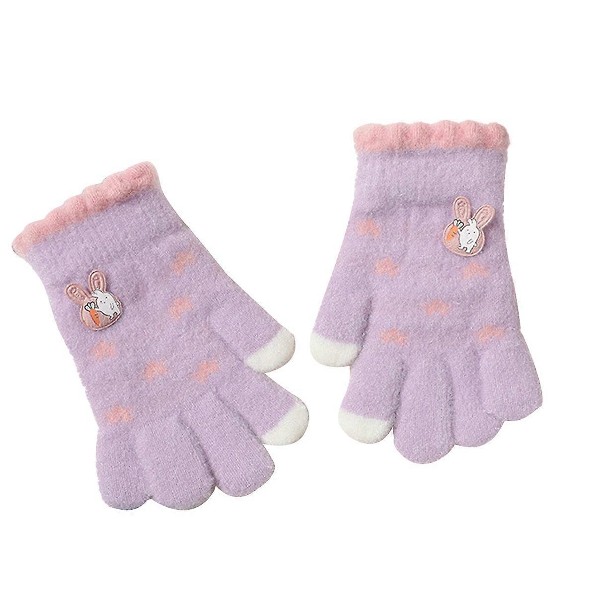 Cartoon Pattern, Warm Fleece Gloves, Winter Outdoor
