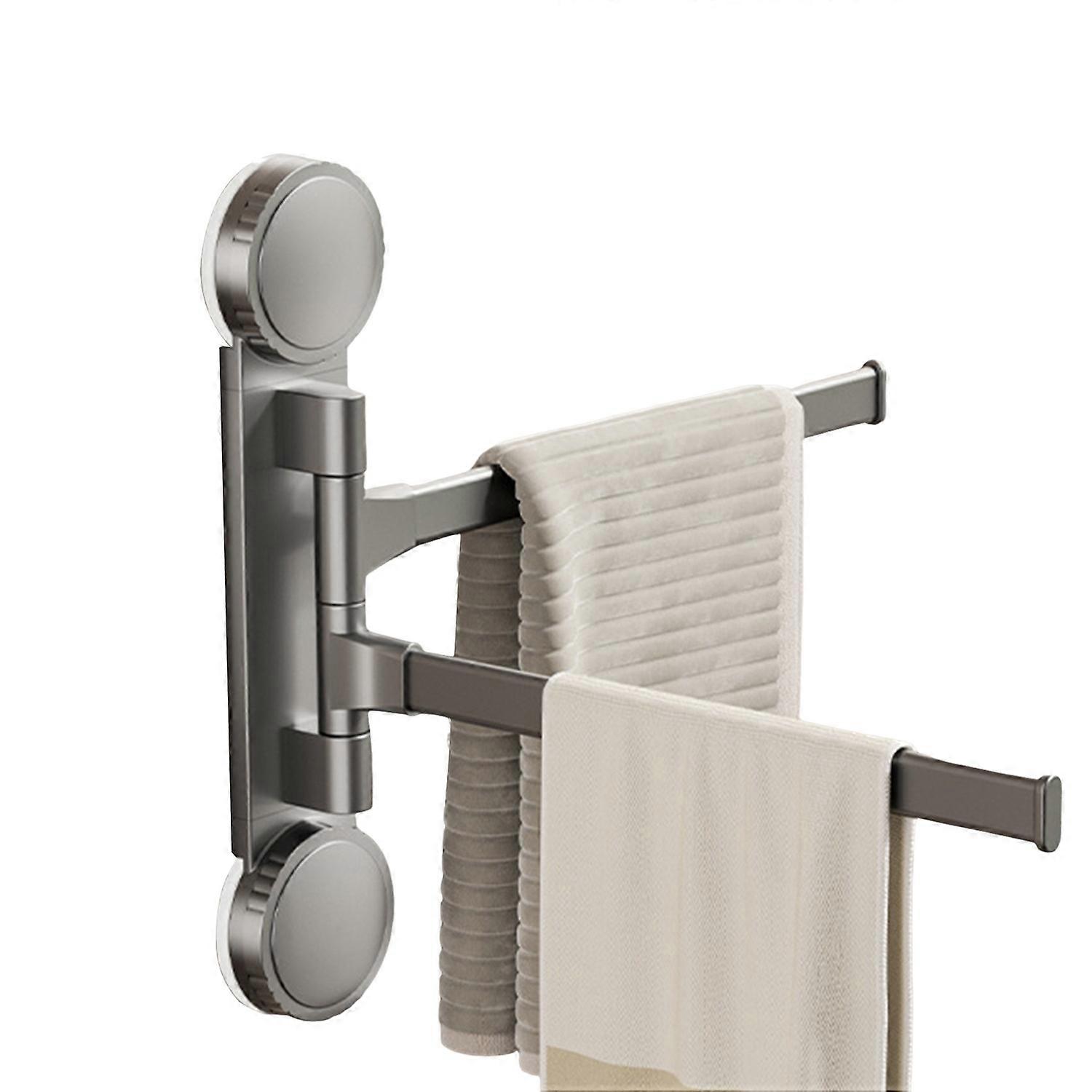 Towel Rack with Extended Pole 180-Degree Rotation Suction Cup Design Quick Installation