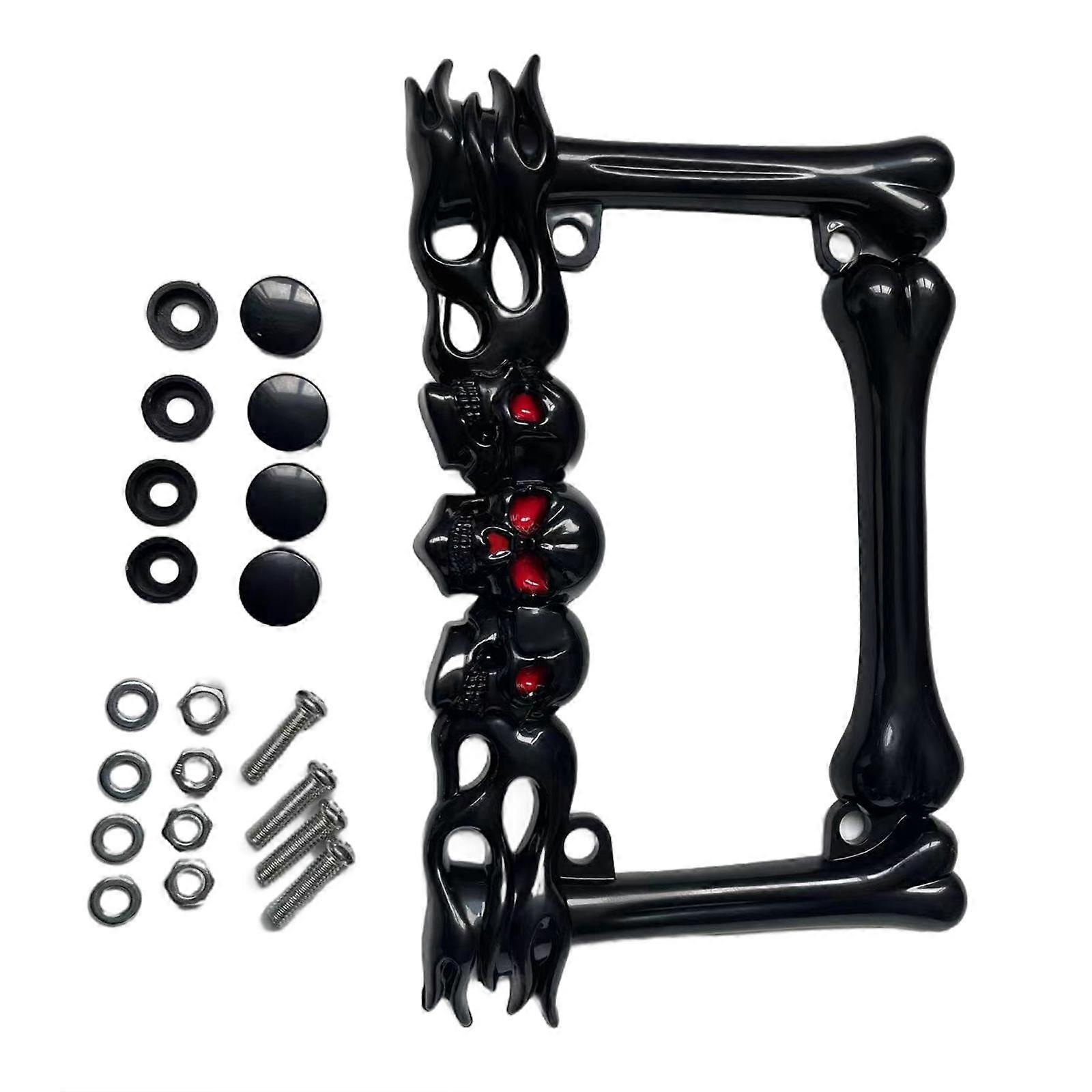 UniversalPlastic Motorcycle License Plate Frame Cover Number Plates Holder Frame Skull Head License Plate Frame