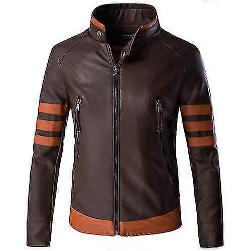 High-end läderjacka för män Wolverine Casual Pu läderlok