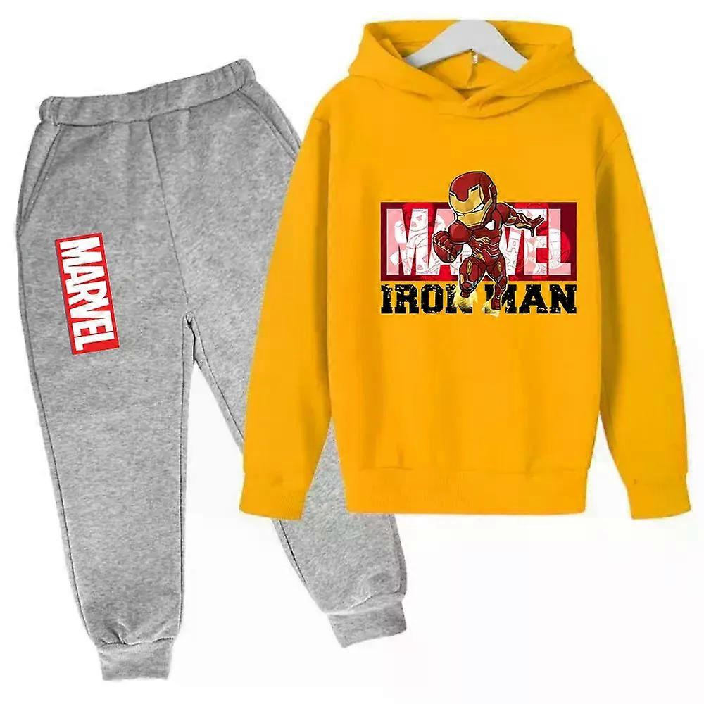 마블 아이언맨 키즈 후드 티셔츠 2개 세트 트랙수트 소년 소녀 봄 가을 겨울 스웨트셔츠 옷 슈퍼히어로 후드 팬츠 정장