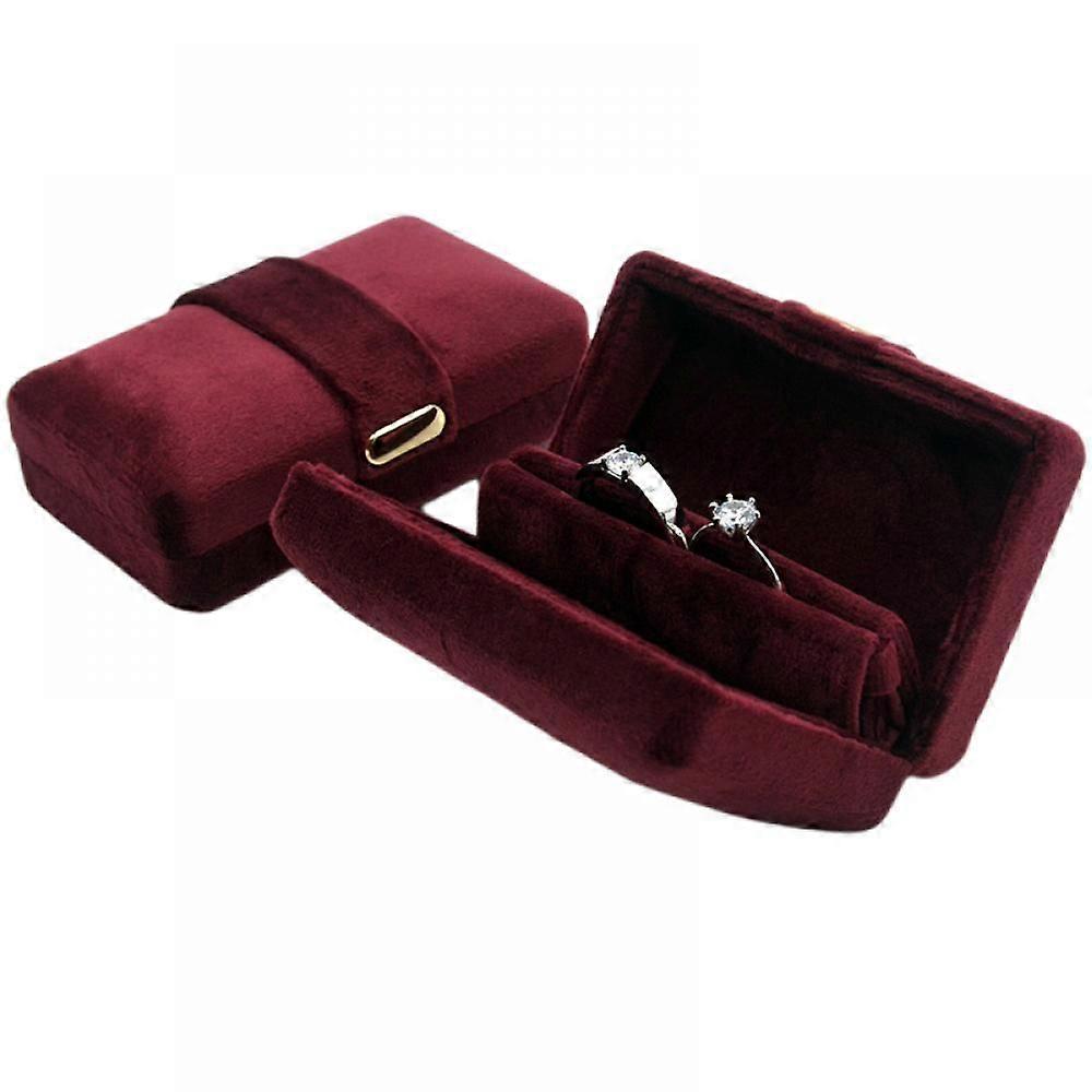Rectangle Velvet Jewelry Pair Rings Earring Display for Case Box Storage Organizer Holder Gift Package Portable(Wine Red)