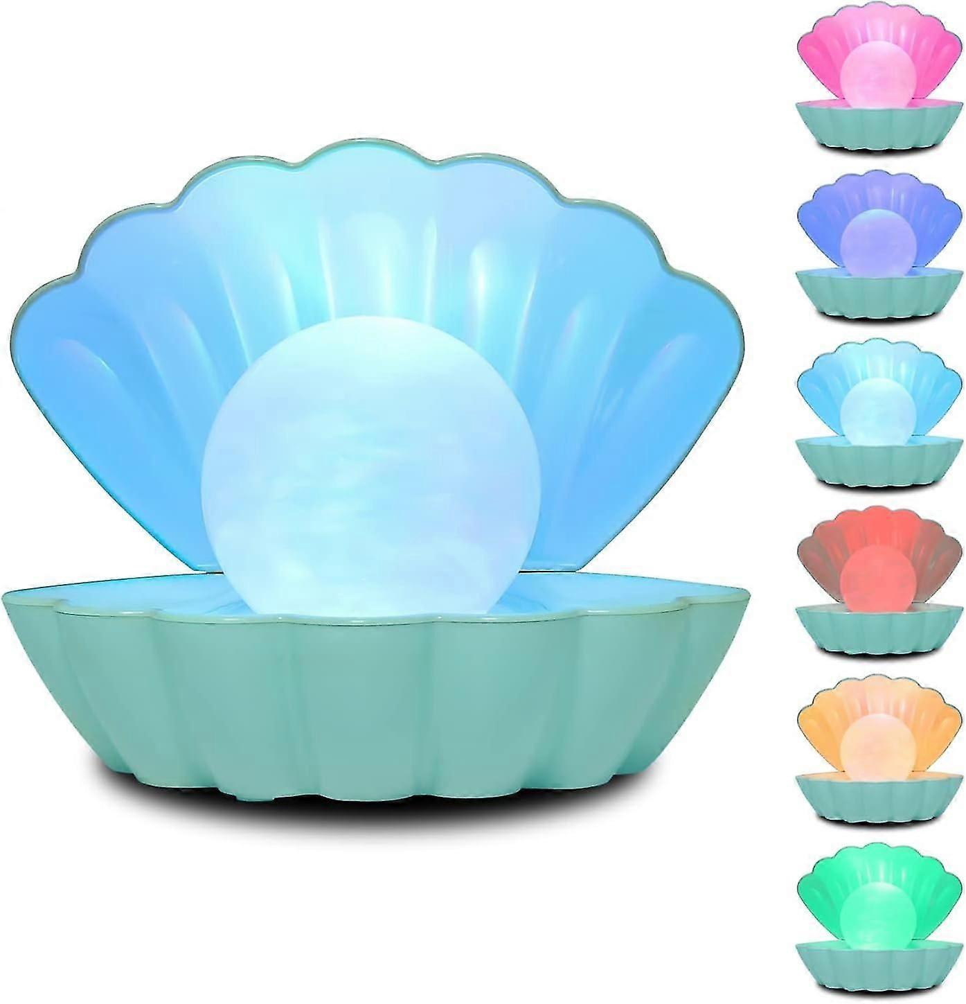 RGB Color Changing Shell Pearl Beach Theme Night Light, Bedside LED Clamshell Decorative Light