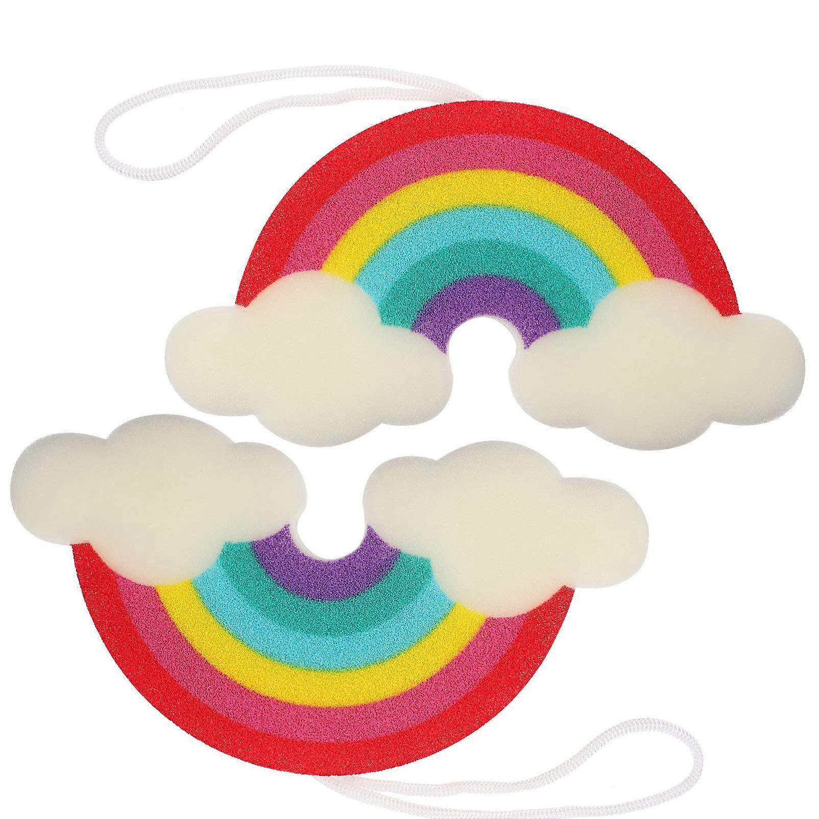 Rainbow Style Shower Sponge Brush 2 Pcs Set For Shower And Bath