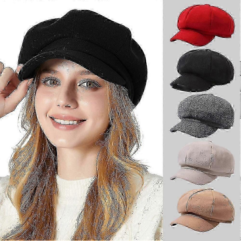 Åttekantet ullhatt Berethatt Høst Vinter Ull Vintage Bakerhatt Mote