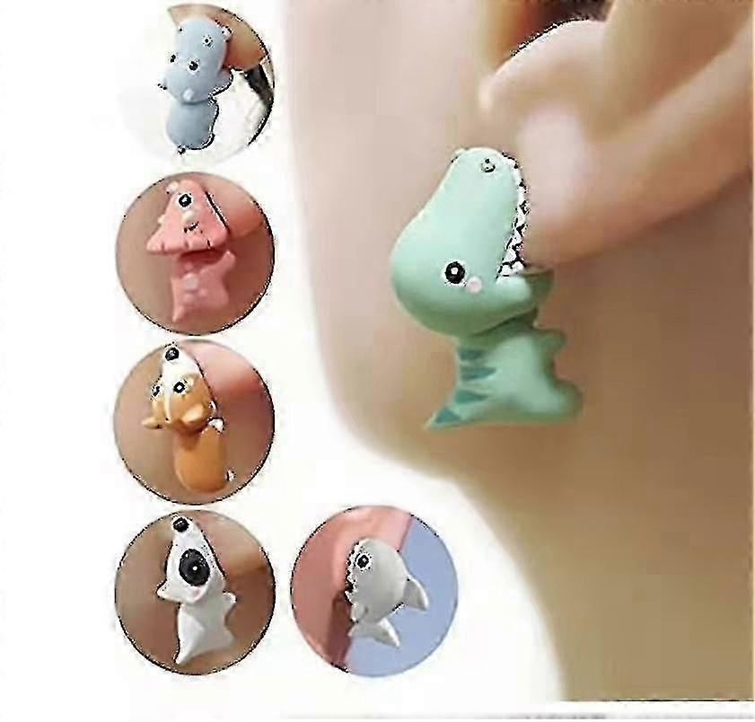 3 Pairs/ 2 Pairs/ 1 Pair Cute Animal Bite Earring 3d Clay Animal Ornament Earrings Dinosaur Earring#hgkj14