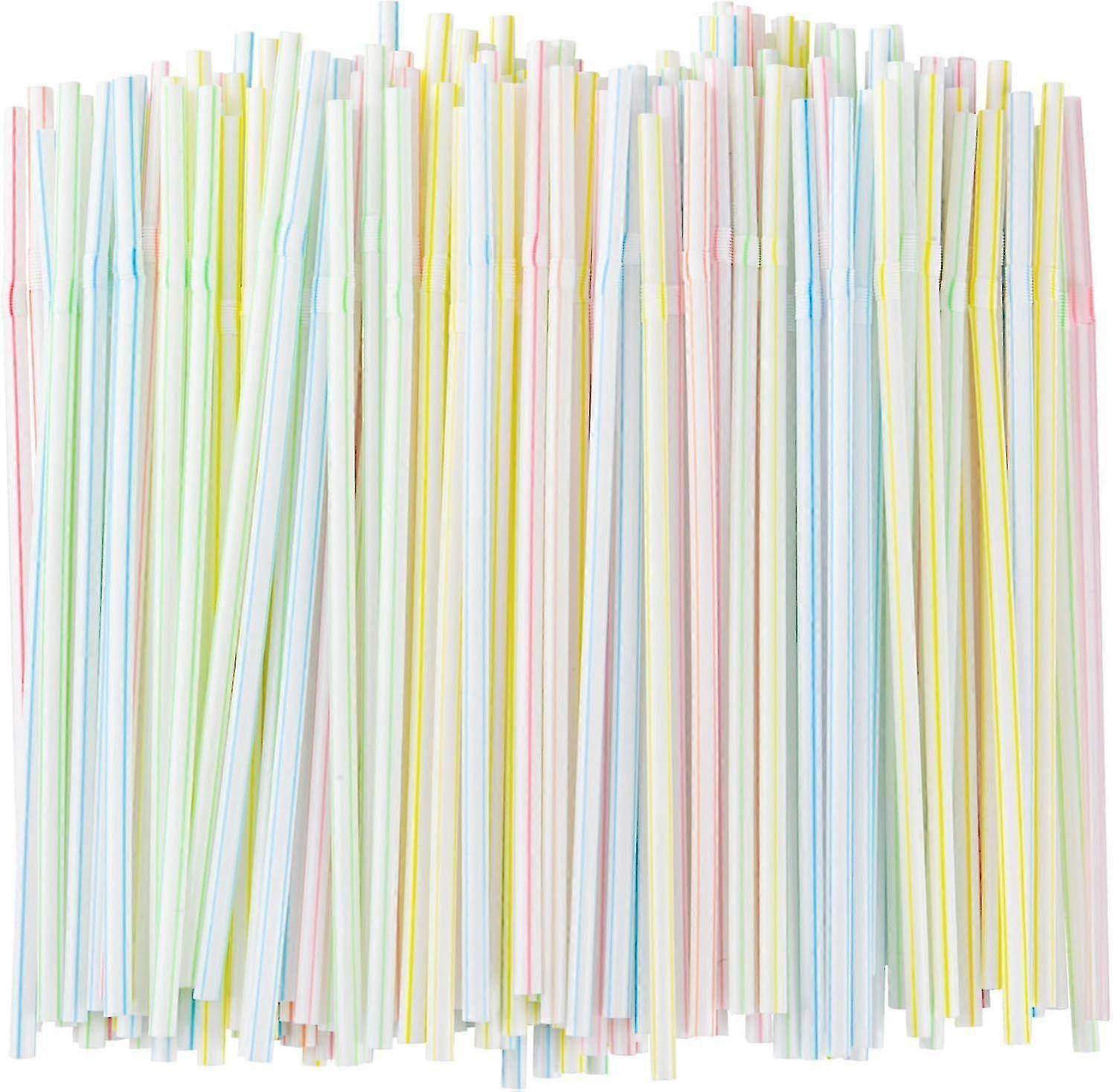 [200 Pack] 8.5" High Flexible Plastic Straws,Bendable Disposable Drinking Straws