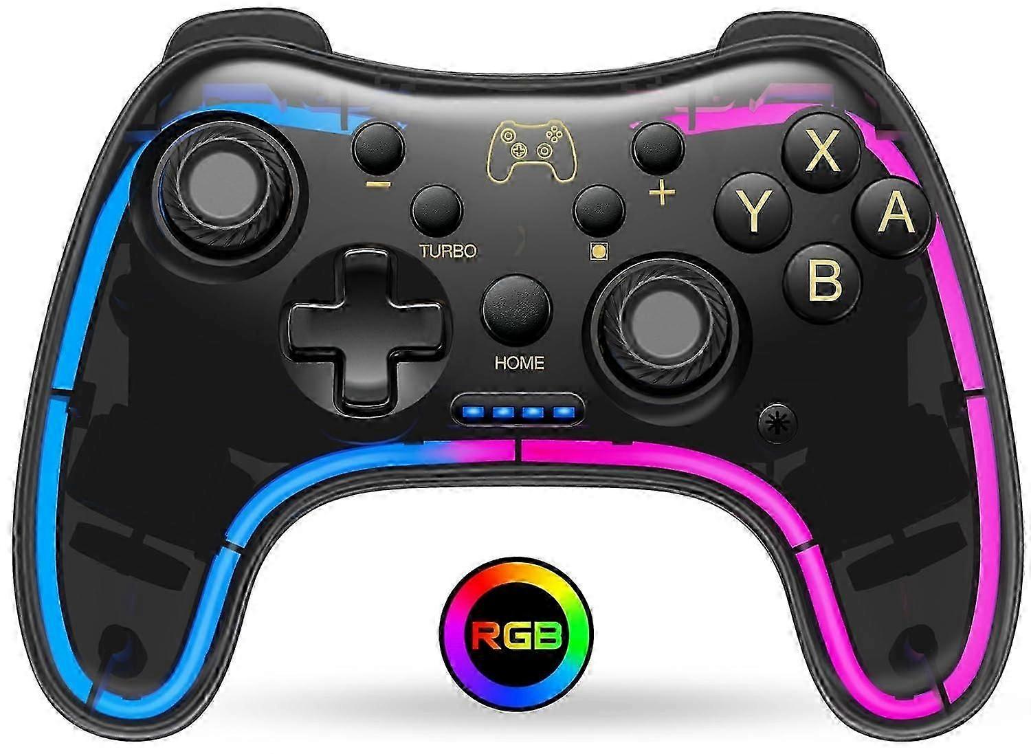 Switch Controller kompatibel med Switch/Lite/OLED Controller, Switch Pro Controller med RGB Breathing LED