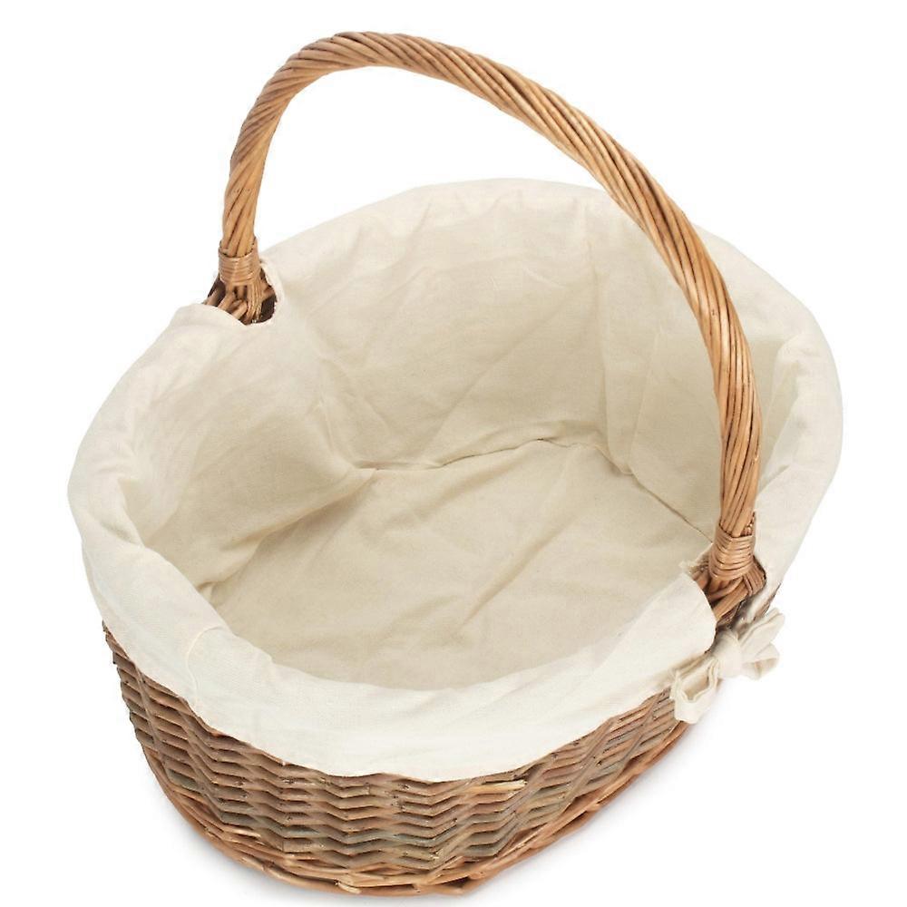 Oval Unpeeled Willow Shopping Basket With White Lining